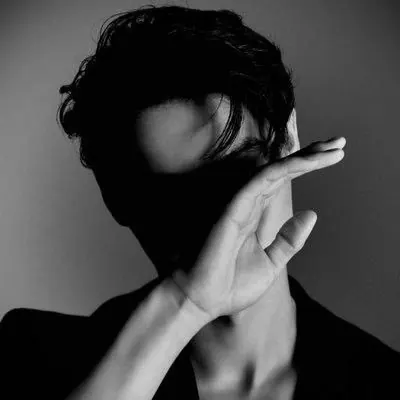 Monochrome Portrait with Hand Gesture, minimal, monochrome, monochrome