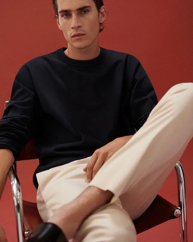 Male Model in Minimalist Fashion, minimal, photographic, high-contrast