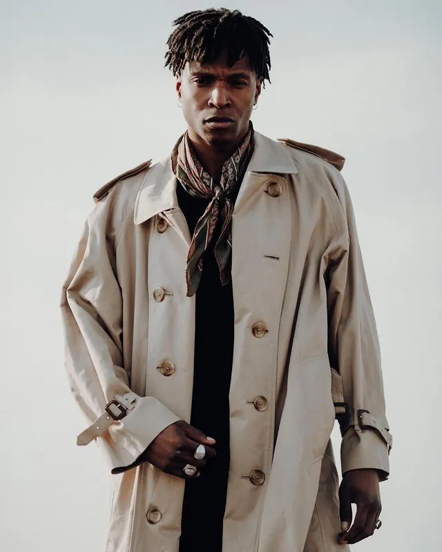 Man in Trench Coat Portrait, photographic, luxury, muted