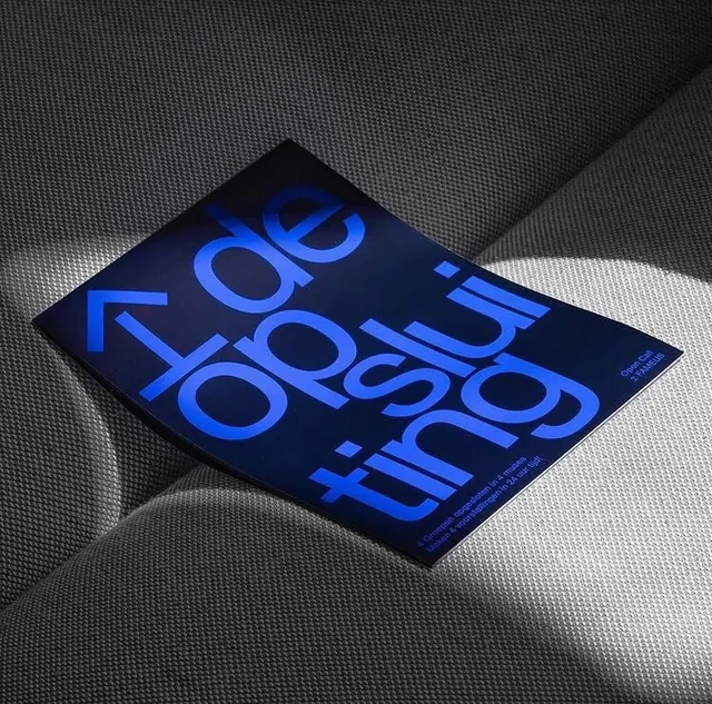 Blue Typography Mockup, minimal, brutalist, dark