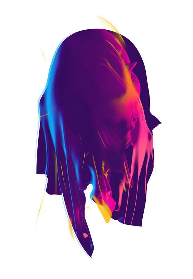 Abstract Gradient Humanoid Silhouette, gradient-heavy, organic, vibrant