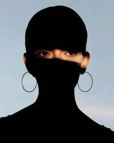 Silhouette Portrait with Hoop Earrings, minimal, monochrome, dark