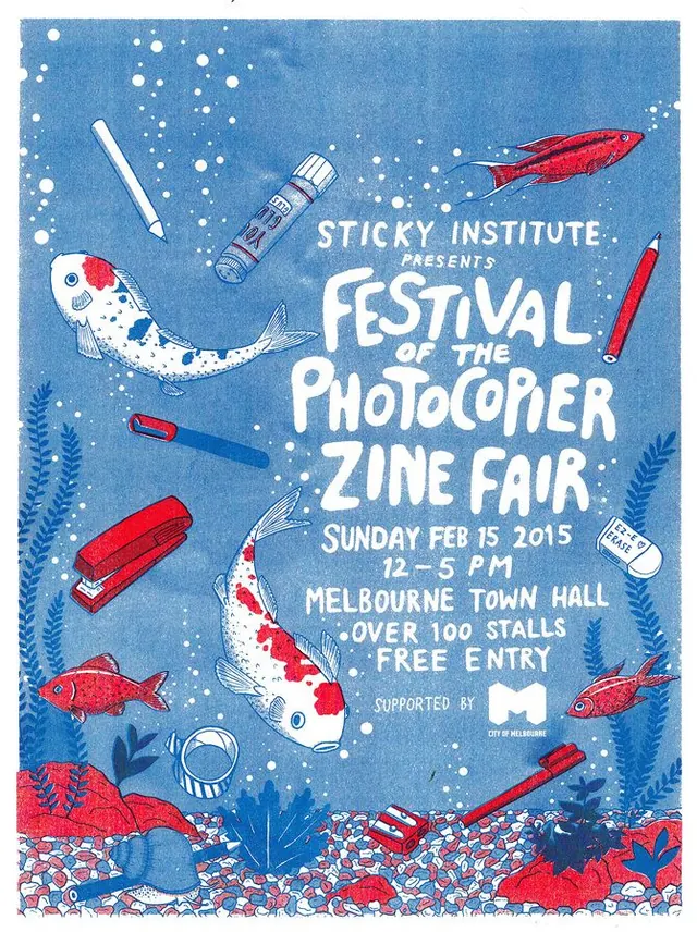 Sticky Institute Festival of Photocopiers Poster, playful, illustrated, vibrant