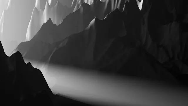 Abstract Mountain Landscape Render, minimal, monochrome, monochrome