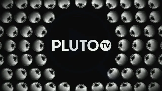 Pluto TV Wordmark with Circular Pattern, dark-mode, geometric, dark