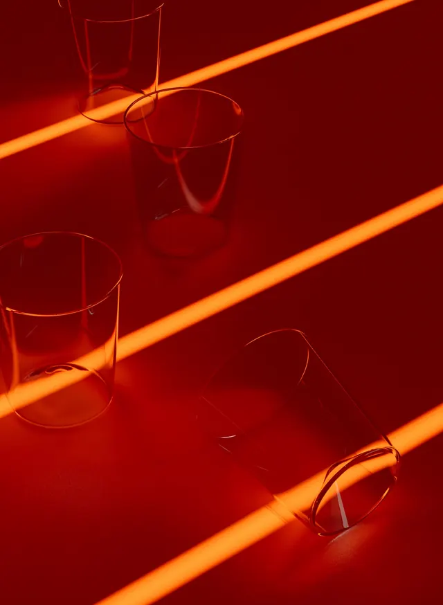 Abstract Red Glass and Light Composition, minimal, glassmorphism, vibrant