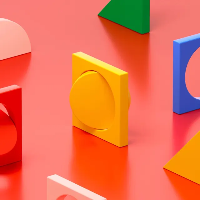 Geometric 3D Shapes Composition, minimal, 3d-render, vibrant