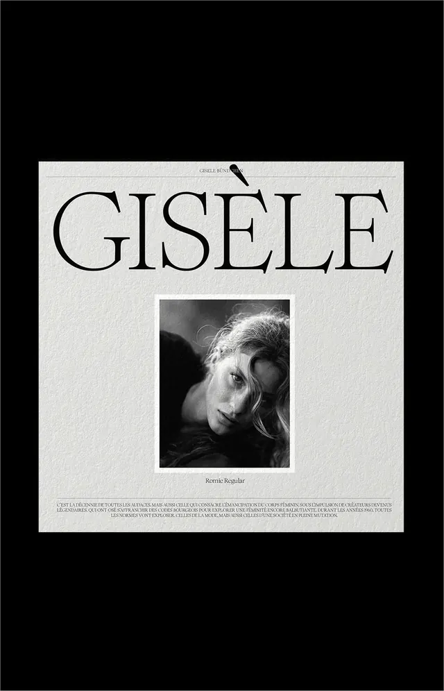 Gisèle Editorial Poster, minimal, editorial, monochrome