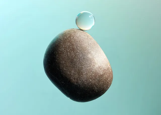 Smooth Stone and Water Droplet, minimal, organic, muted