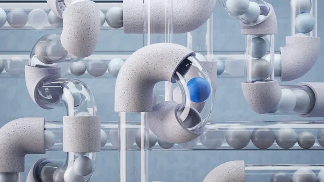 Abstract 3D Geometric Tubes, minimal, 3d-render, light