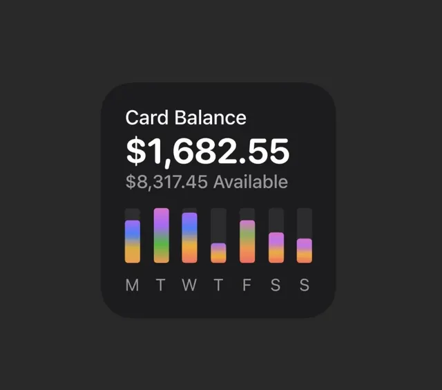 Fintech Card Balance UI Card, minimal, dark-mode, dark