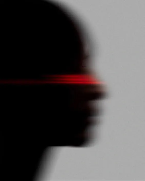 Abstract Red Line Portrait, minimal, dark-mode, dark