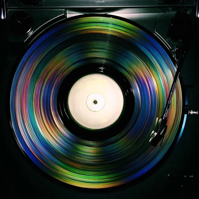 Iridescent Vinyl Record, photographic, abstract, vibrant