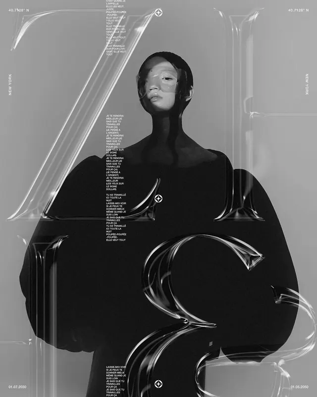 Monochrome Portrait with Abstract Overlays, minimal, monochrome, monochrome