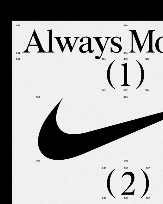 Nike Branding Typography and Logo Layout, minimal, swiss, monochrome