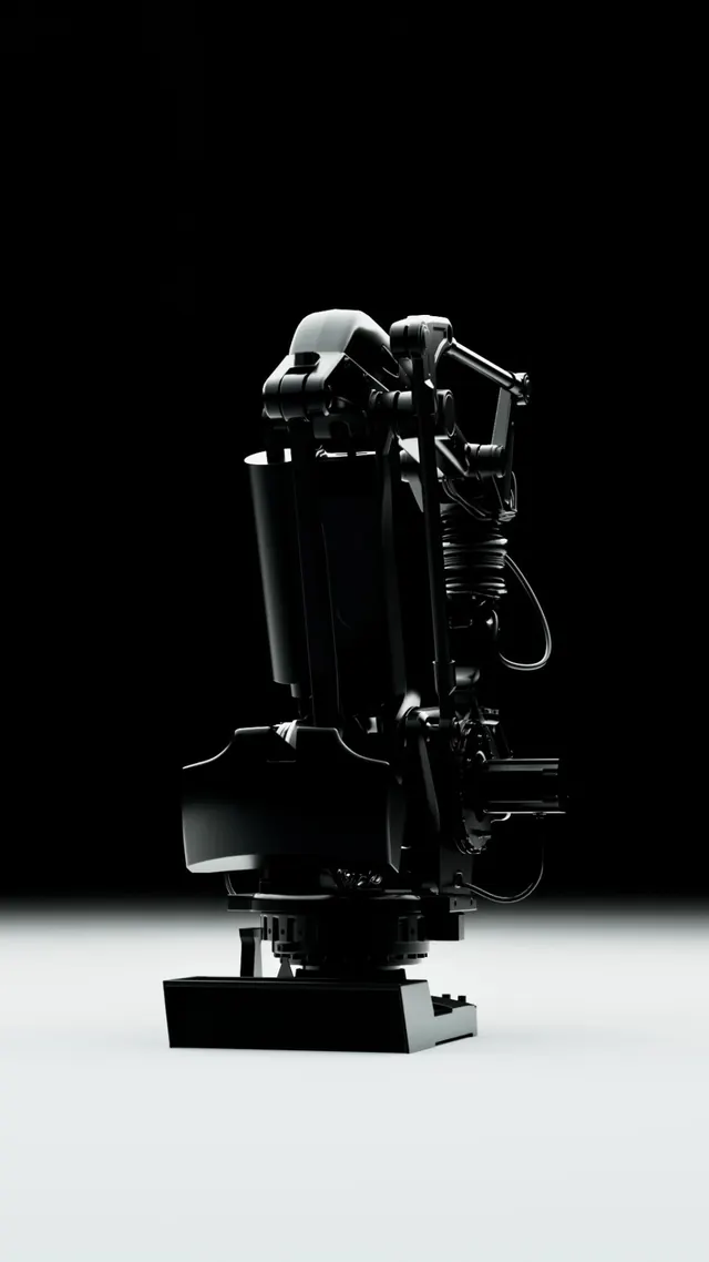 3D Render of a Robotic Arm, minimal, monochrome, monochrome