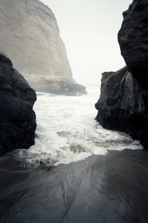 Coastal Crashing Waves, photographic, organic, monochrome