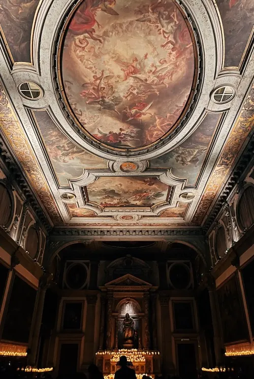 Ornate Baroque Ceiling Architecture, luxury, maximalist, warm