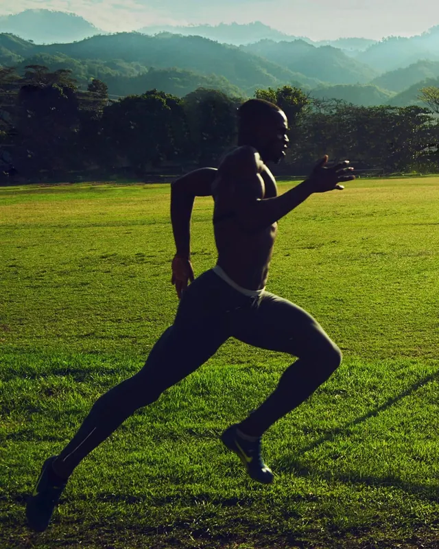 Athlete in Mountain Landscape, photographic, organic, earthy