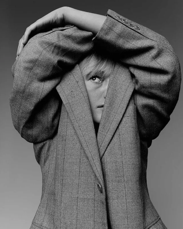 Surrealist Fashion Portrait, minimal, editorial, monochrome