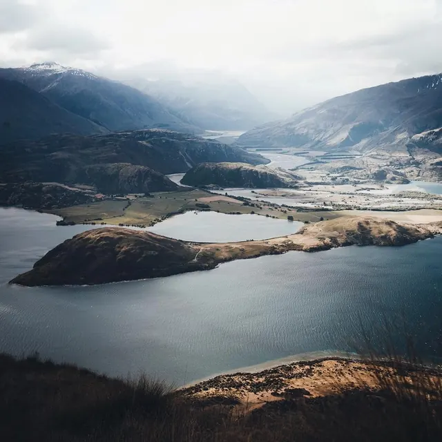 Mountain Lake Landscape, photographic, organic, muted
