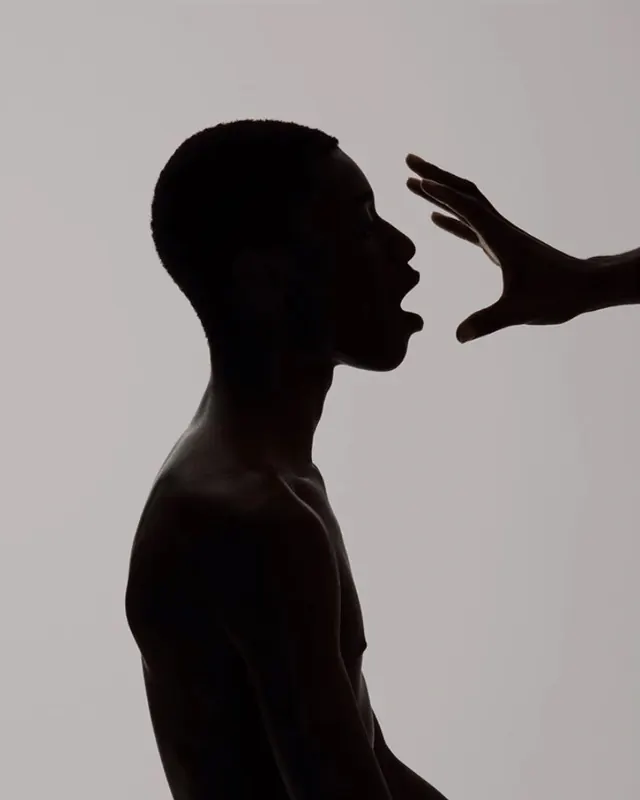Silhouette of a Man Reaching Out, minimal, monochrome, monochrome