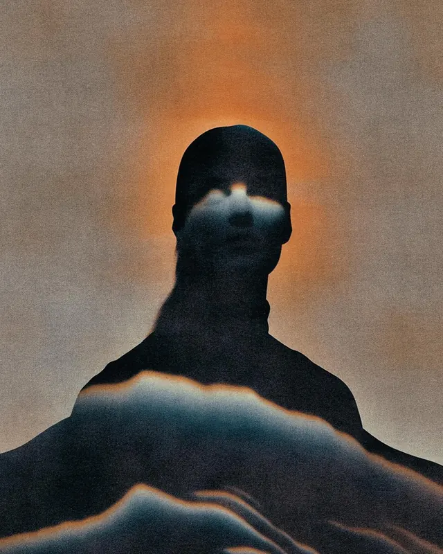 Ethereal Silhouette Portrait, abstract, organic, dark