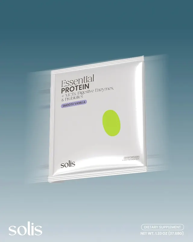 Solis Essential Protein Packaging Mockup, minimal, corporate-clean, light
