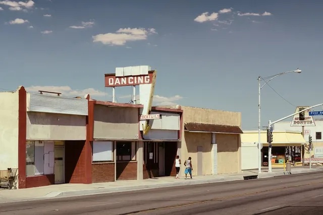 Retro Gas Station Architecture, retro, photographic, warm
