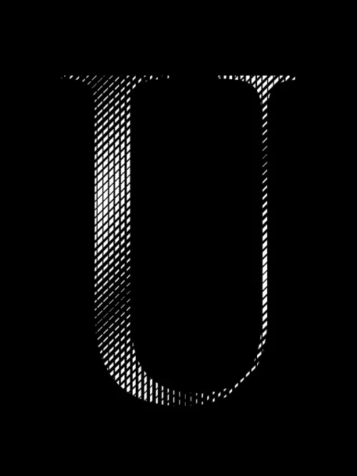 Stylized Letter U, minimal, monochrome, monochrome
