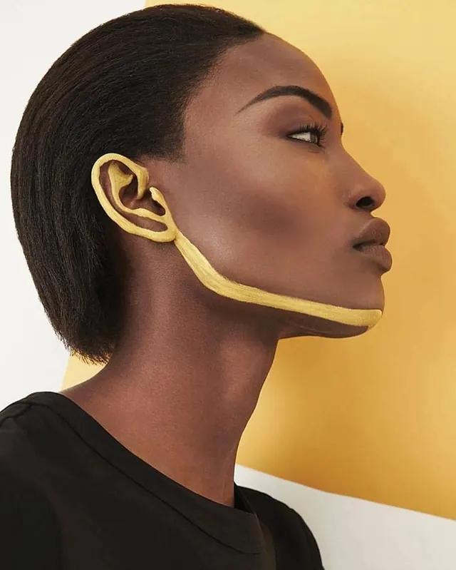 Minimalist Portrait with Graphic Line Art, minimal, photographic, high-contrast