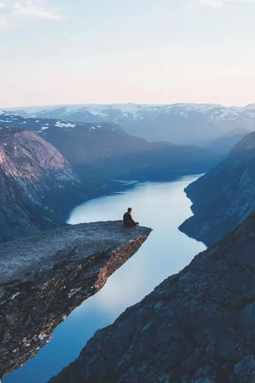 Mountain Lake Landscape, photographic, minimal, cool