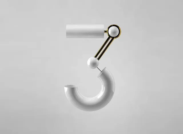 3D Abstract Number 5, minimal, 3d-render, light