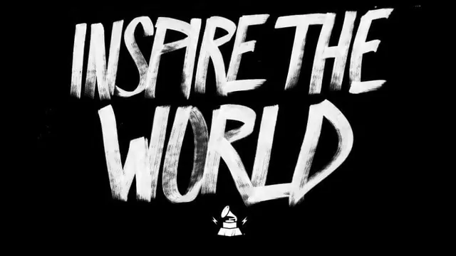 Inspire The World Wordmark, brutalist, monochrome, high-contrast