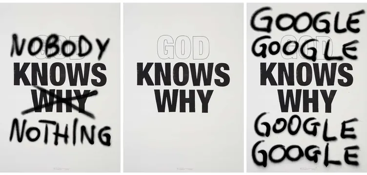 Typography Collage - Nobody Knows Why, brutalist, minimal, monochrome