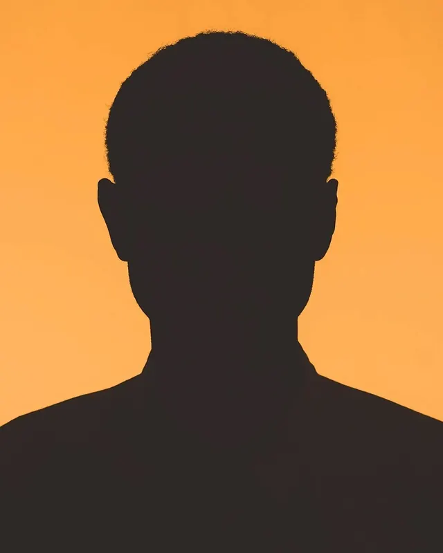Silhouette Portrait on Orange Background, minimal, flat, vibrant