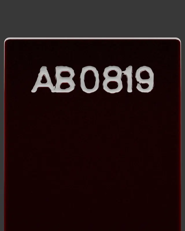 Alphanumeric Identification Plate, minimal, boxed, dark