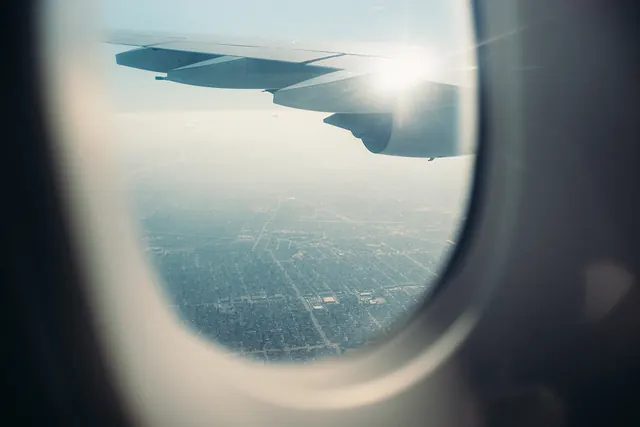 Aerial View from Airplane Window, photographic, minimal, light