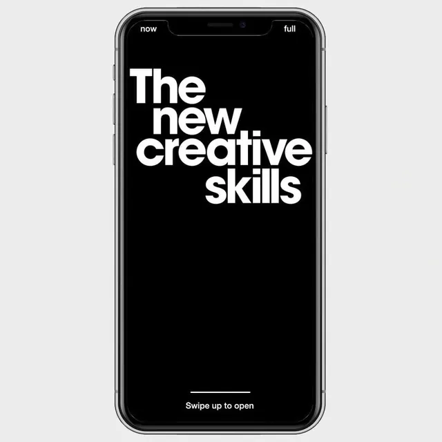The New Creative Skills Mobile Mockup, minimal, swiss, dark