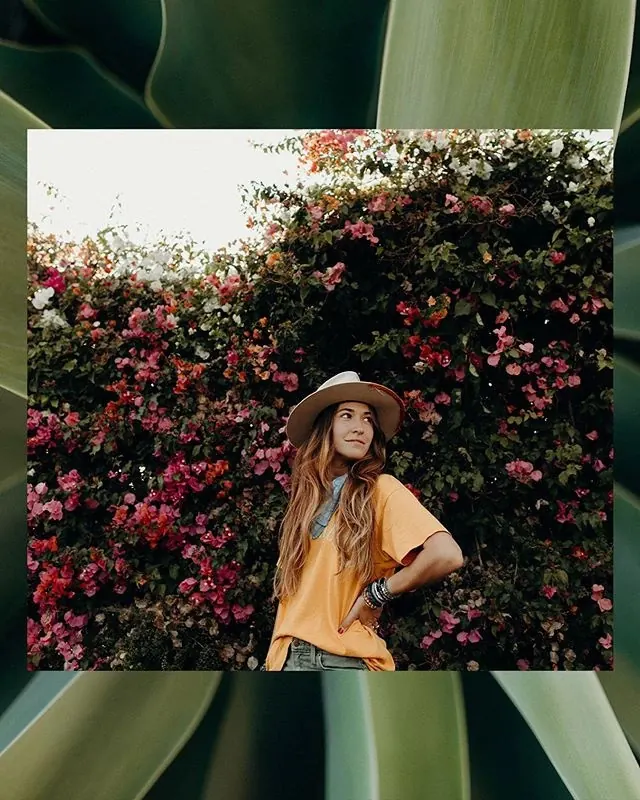 Woman in Straw Hat and Orange Shirt, photographic, organic, vibrant
