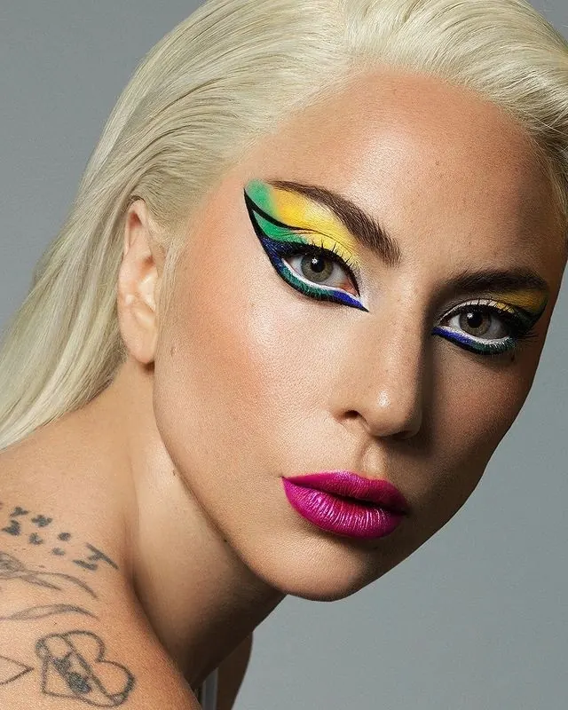 Portrait of a Woman with Vibrant Makeup, photographic, maximalist, vibrant