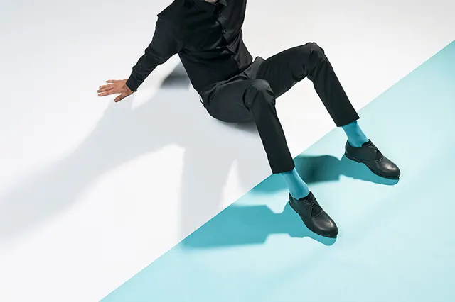 Fashion Mockup with Blue Shadow, minimal, photographic, dark