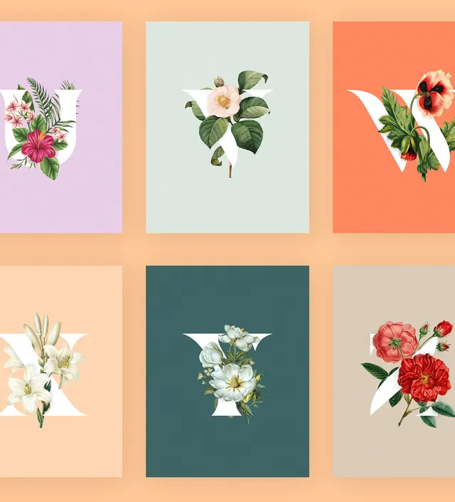 Floral Illustration Grid, minimal, organic, pastel