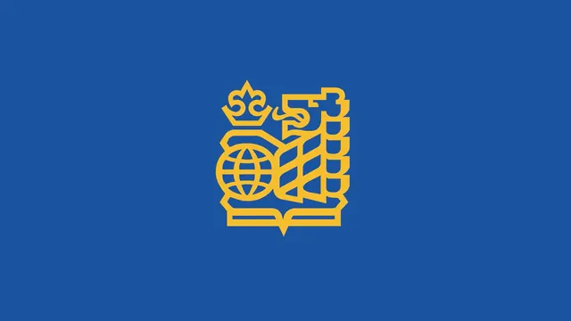 Blue and Gold Emblem Flag, flat, geometric, dark