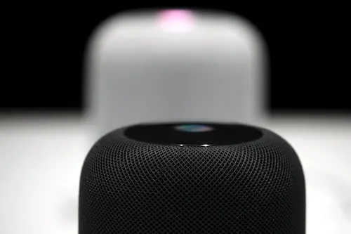 Smart Speaker Product Mockup, minimal, photographic, dark