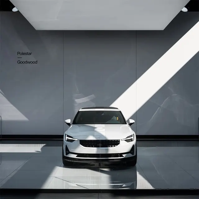 Minimalist Car Mockup with Geometric Lighting, minimal, corporate-clean, monochrome