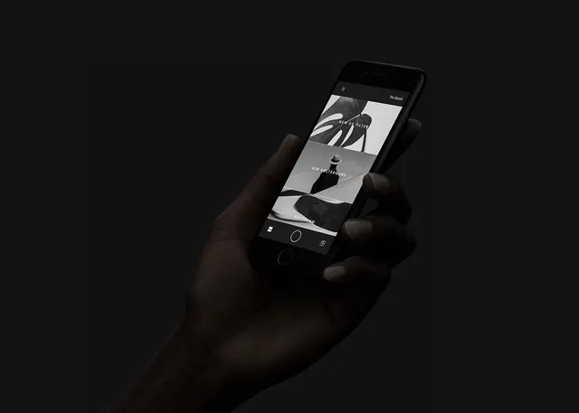 Smartphone UI Mockup with Portrait Content, minimal, dark-mode, dark