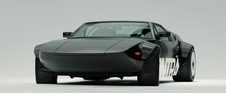 Futuristic Concept Car Render, minimal, technical, dark