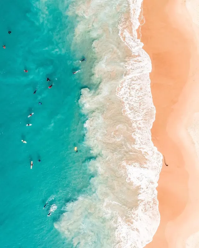Aerial Beach and Ocean View, photographic, organic, vibrant