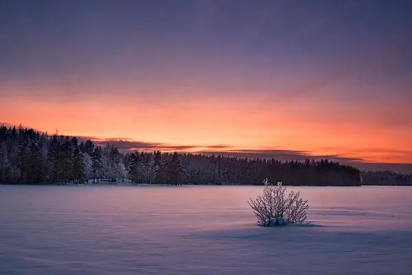 Winter Sunset Landscape, photographic, minimal, vibrant